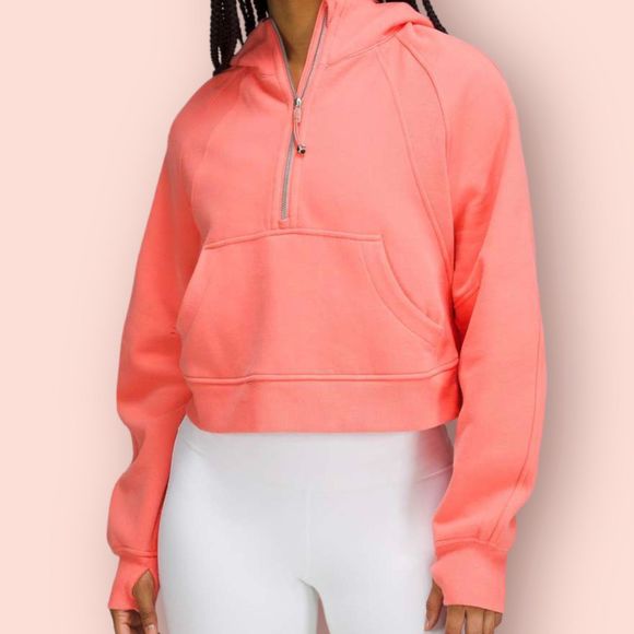 lululemon athletica Tops - Lululemon Scuba Oversized Half-Zip Hoodie in Raspberry Cream Size Medium